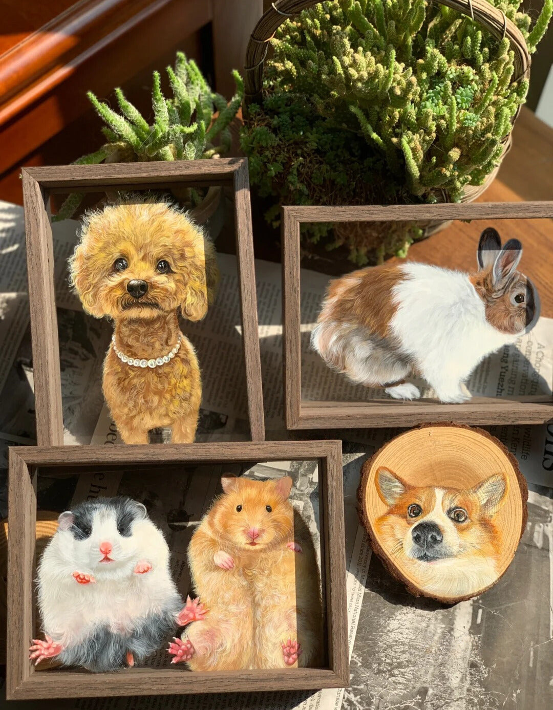 Custom Pet Portrait Painted on Glass (Acrylic Art)