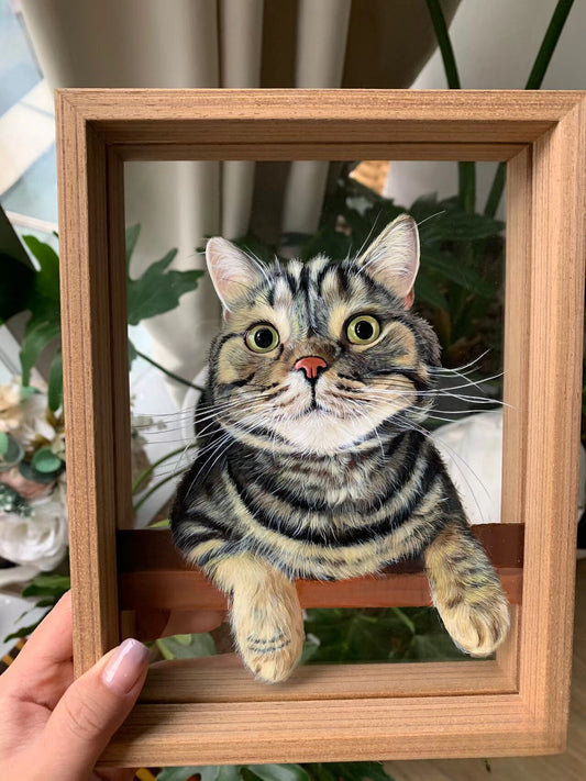 Custom Pet Portrait Painted on Glass (Acrylic Art)