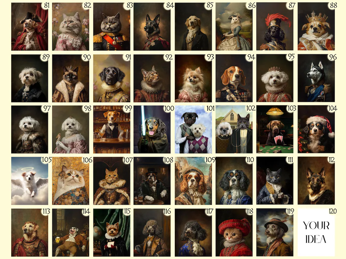 Custom Pet Portrait Painting Canvas, Renaissance Cat Portrait from Photo, Royal Pet King Portrait Painting Digital Art, Christmas Gift