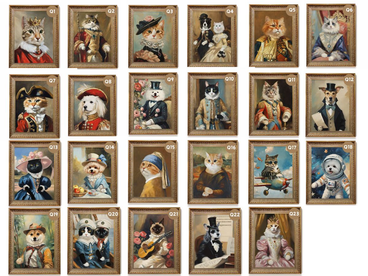 Custom Pet Portrait Painting Canvas, Renaissance Cat Portrait from Photo, Royal Pet King Portrait Painting Digital Art, Christmas Gift