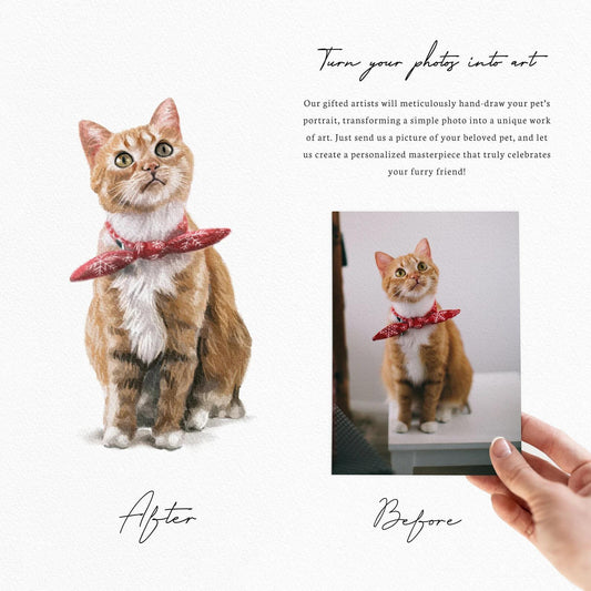 Turn Your Pet Photo into a Custom Portrait — Realistic or Abstract Style in Oil Painting, Watercolor, Colored Pencil & Cartoon