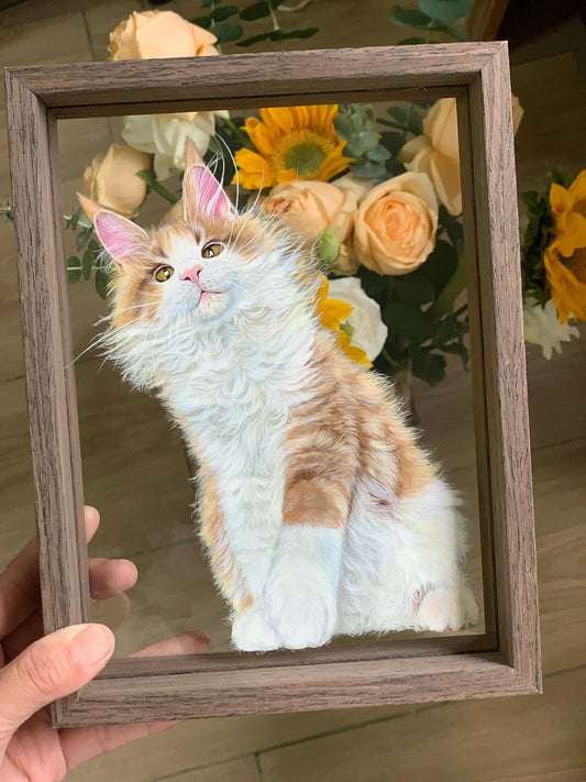 Custom Pet Portrait Painted on Glass (Acrylic Art)